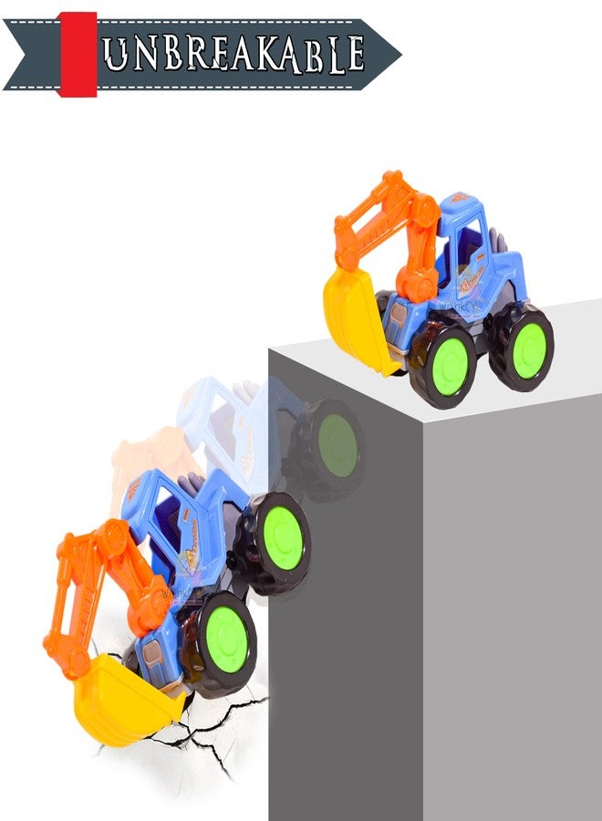 WISHKEY Plastic Push and Go Construction Truck Set, 2 Friction Powered Trucks Resemble Excavator, Moveable Parts, Non-Toxic ABS Plastic, Multicolor, 3+ Years (Set of 2) - Image 4